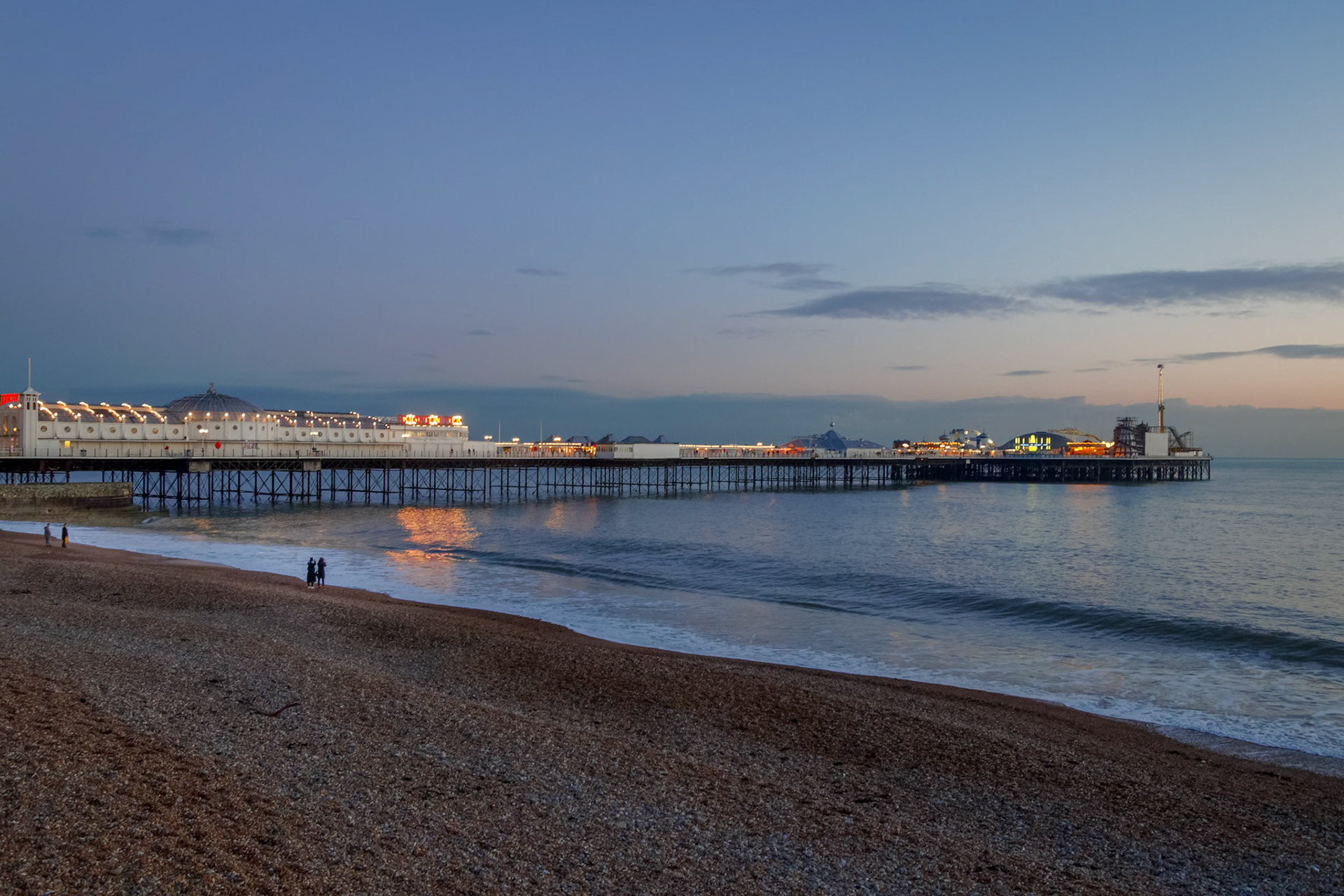 BRIGHTON, EAST SUSSEX/UK - JANUARY 26 : View of Brighton Pier in Brighton East Sussex on January 26, 2018. Unidentified people.