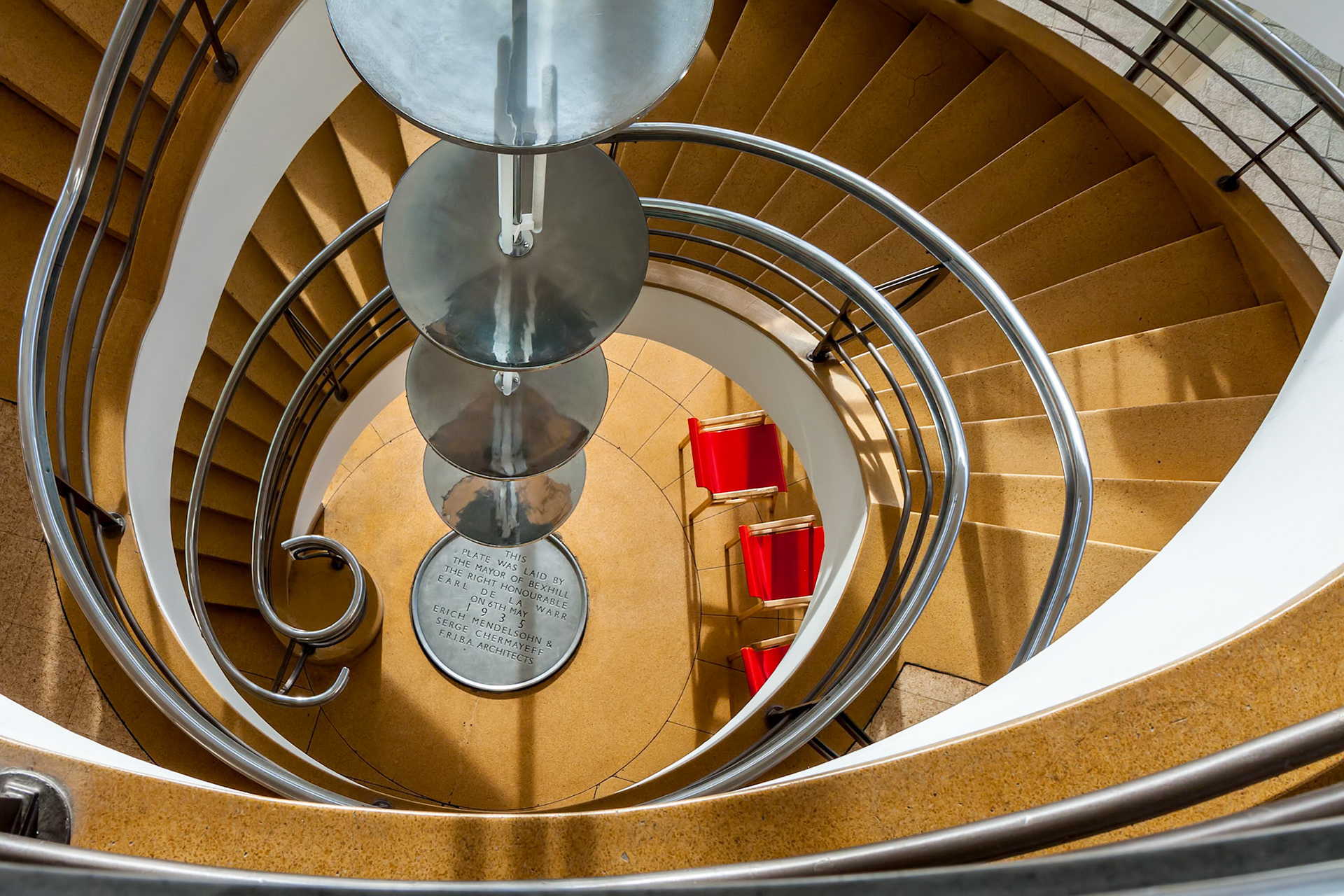 BEXHILL-ON-SEA, EAST SUSSEX/UK - JANUARY 11 : Staircase in the De La Warr Pavilion Bexhill On Sea East Sussex on January 11, 2009