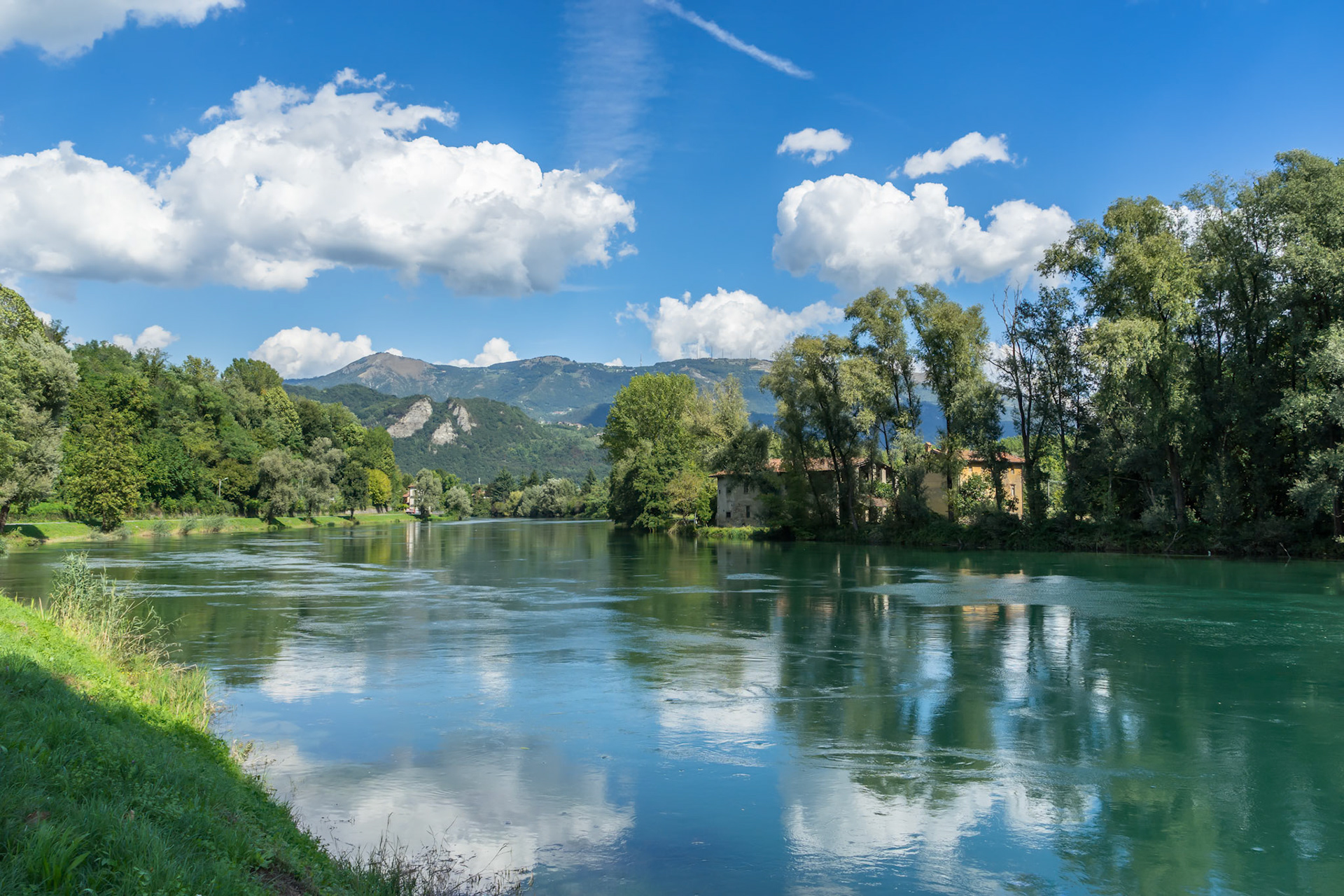 River Adda at Brivio Lombardy Italy