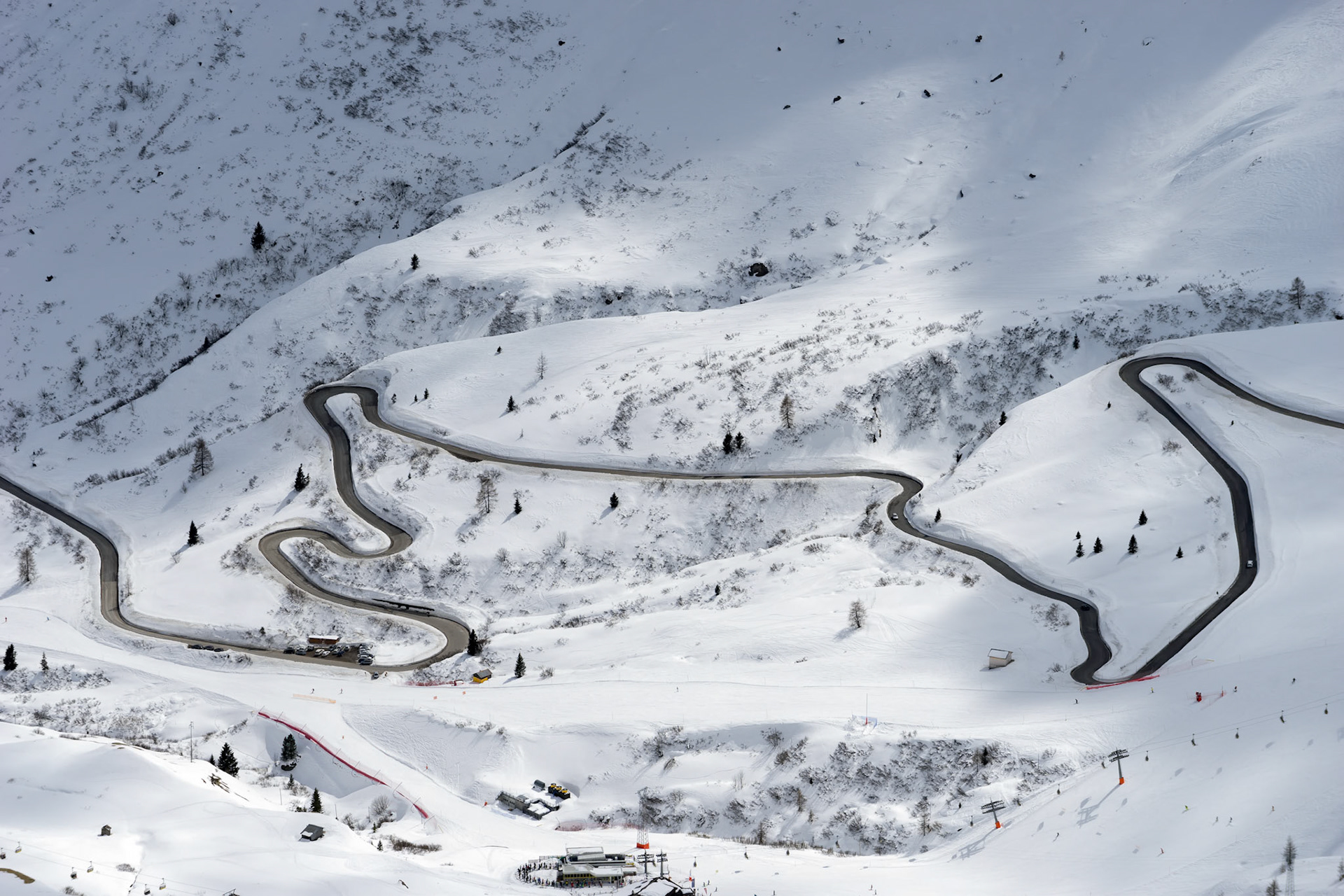 View from Sass Pordoi in the Upper Part of Val di Fassa