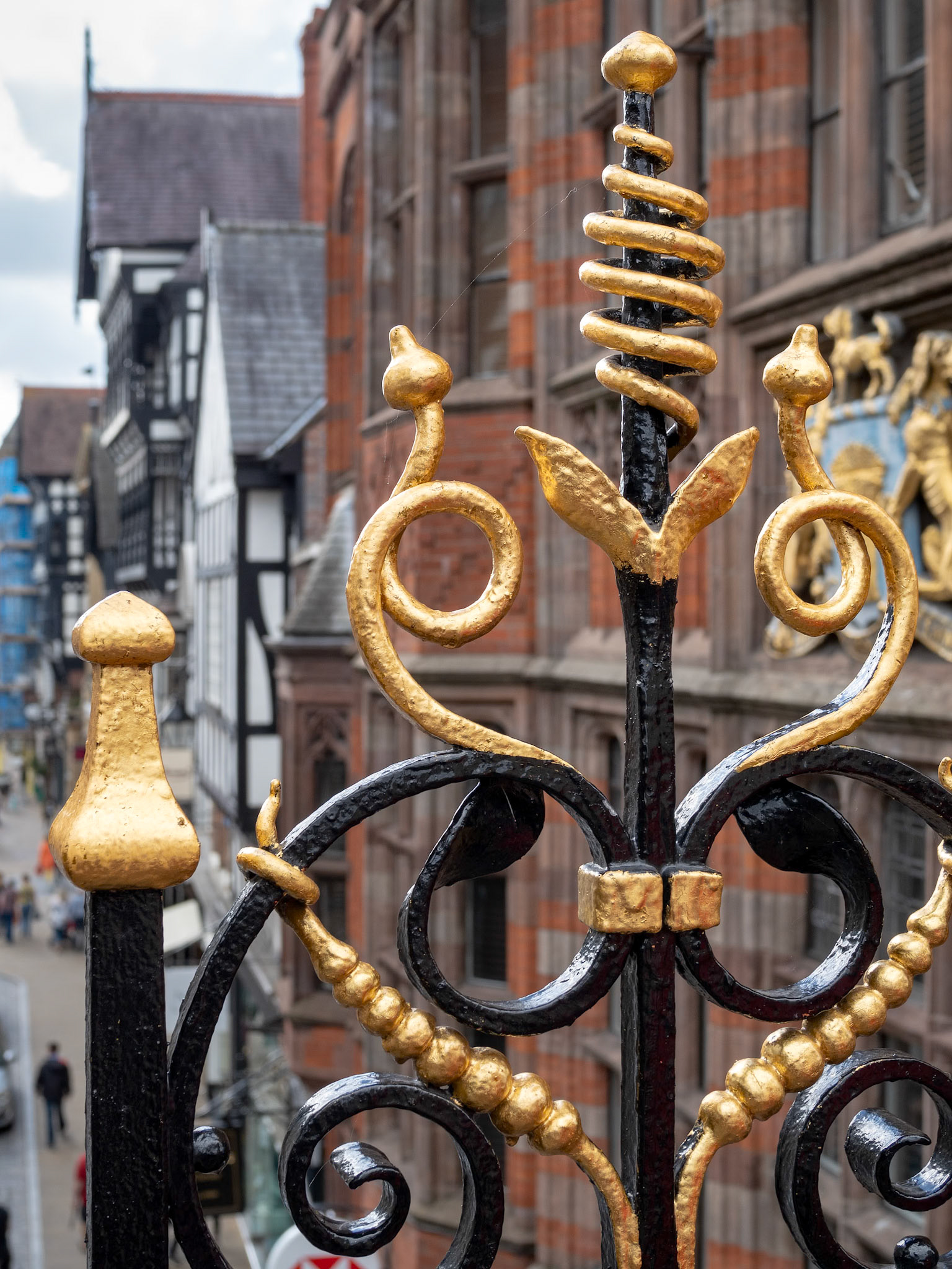 Gold Painted Wrought Iron Railings in Chester