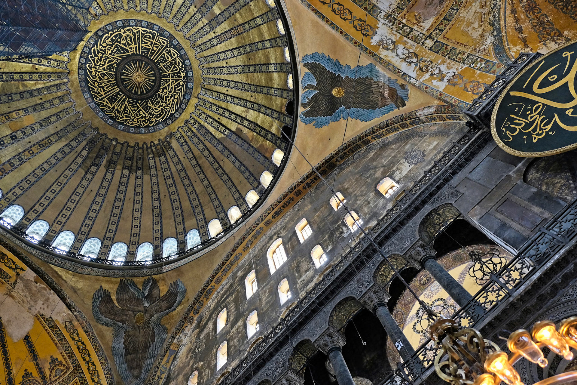 ISTANBUL, TURKEY - MAY 26 : Interior view of the Hagia Sophia Museum in Istanbul Turkey on May 26, 2018