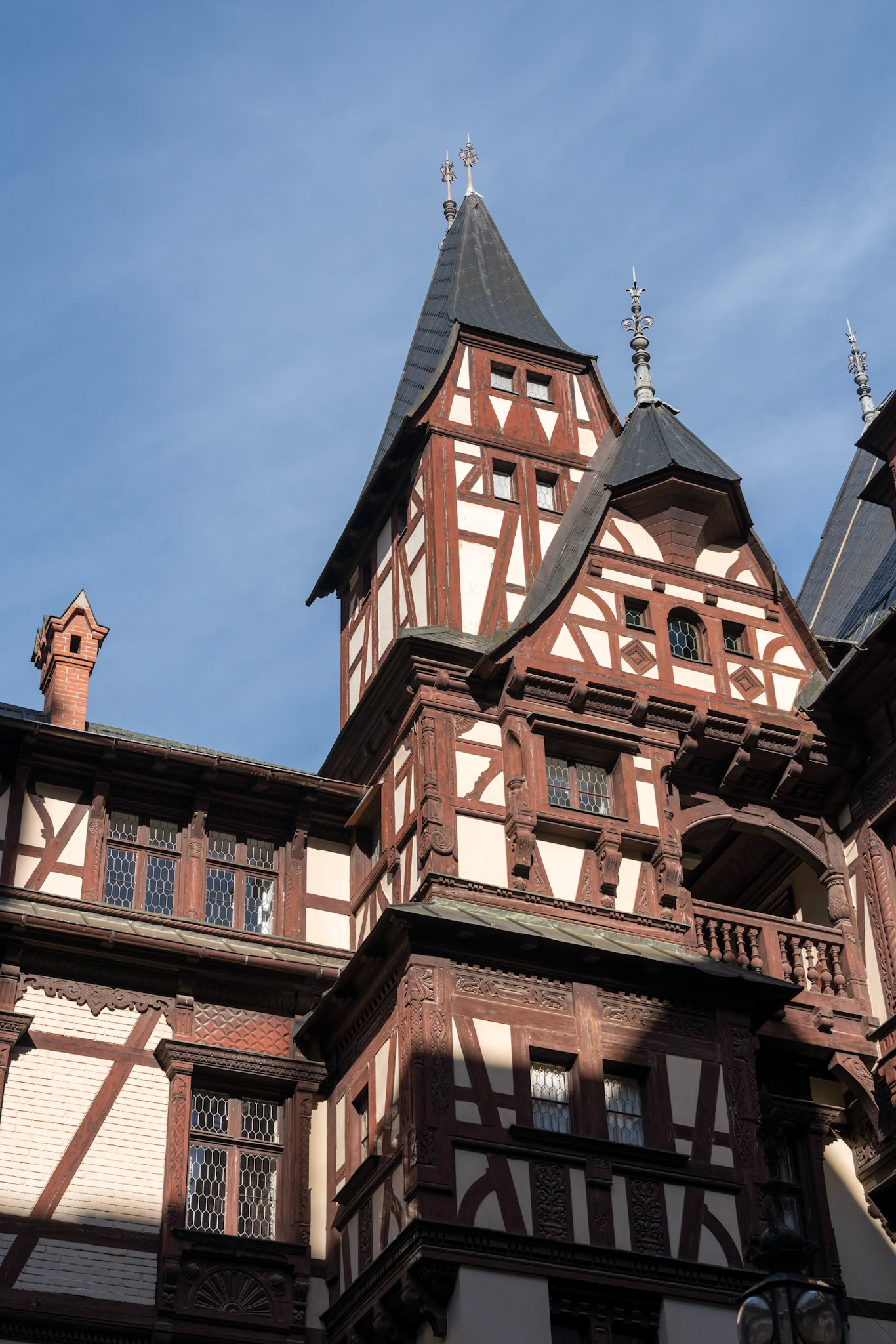 SINAIA, WALLACHIA/ROMANIA - SEPTEMBER 21 : Exterior view of Peles Castle in Sinaia Wallachia Romania on September 21, 2018