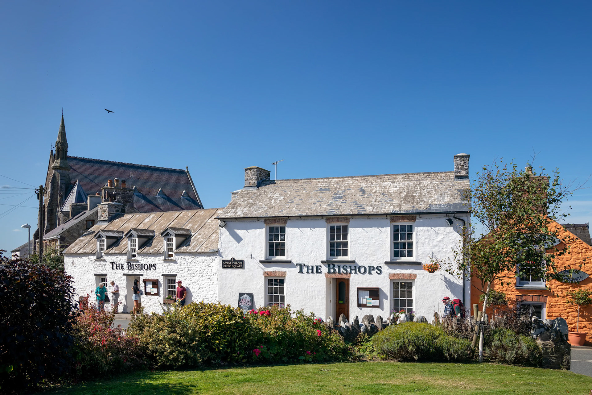 ST DAVID'S, PEMBROKESHIRE/UK - SEPTEMBER 13 : View of buildings at St David's in Pembrokeshire on September 13, 2019. Unidentified people