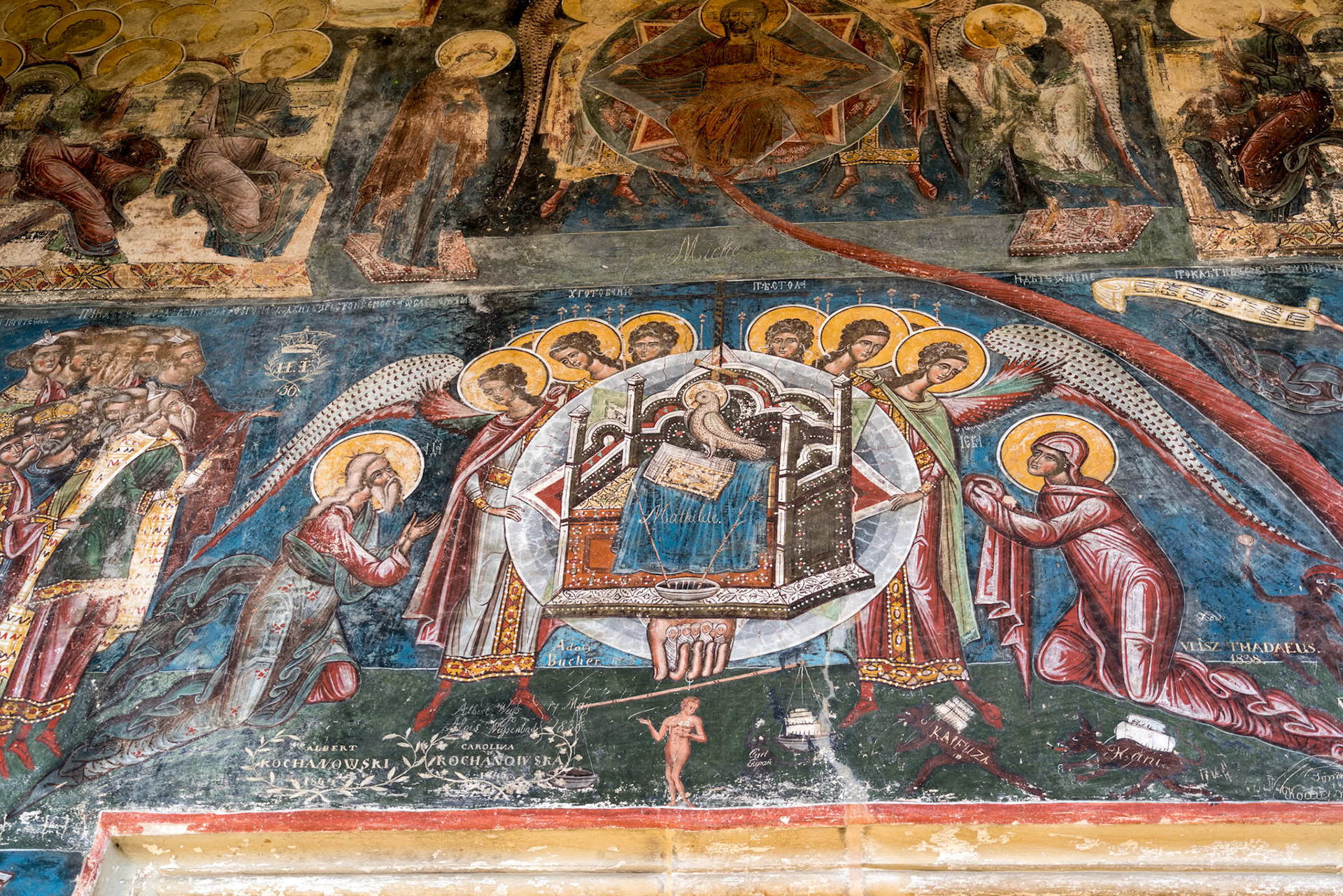 MOLDOVITA, MOLDOVIA/ROMANIA - SEPTEMBER 18 : Frescos on the exterior of the Monastery in Moldovita in Moldovia Romania on September 18, 2018