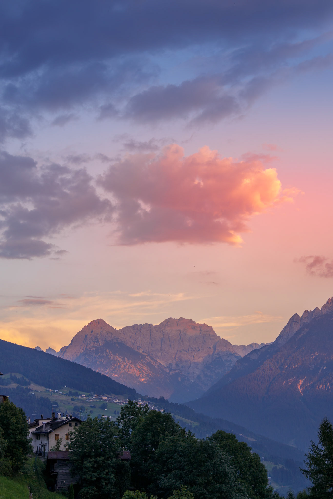 Sunset in the Dolomites at Candide, Veneto, Italy