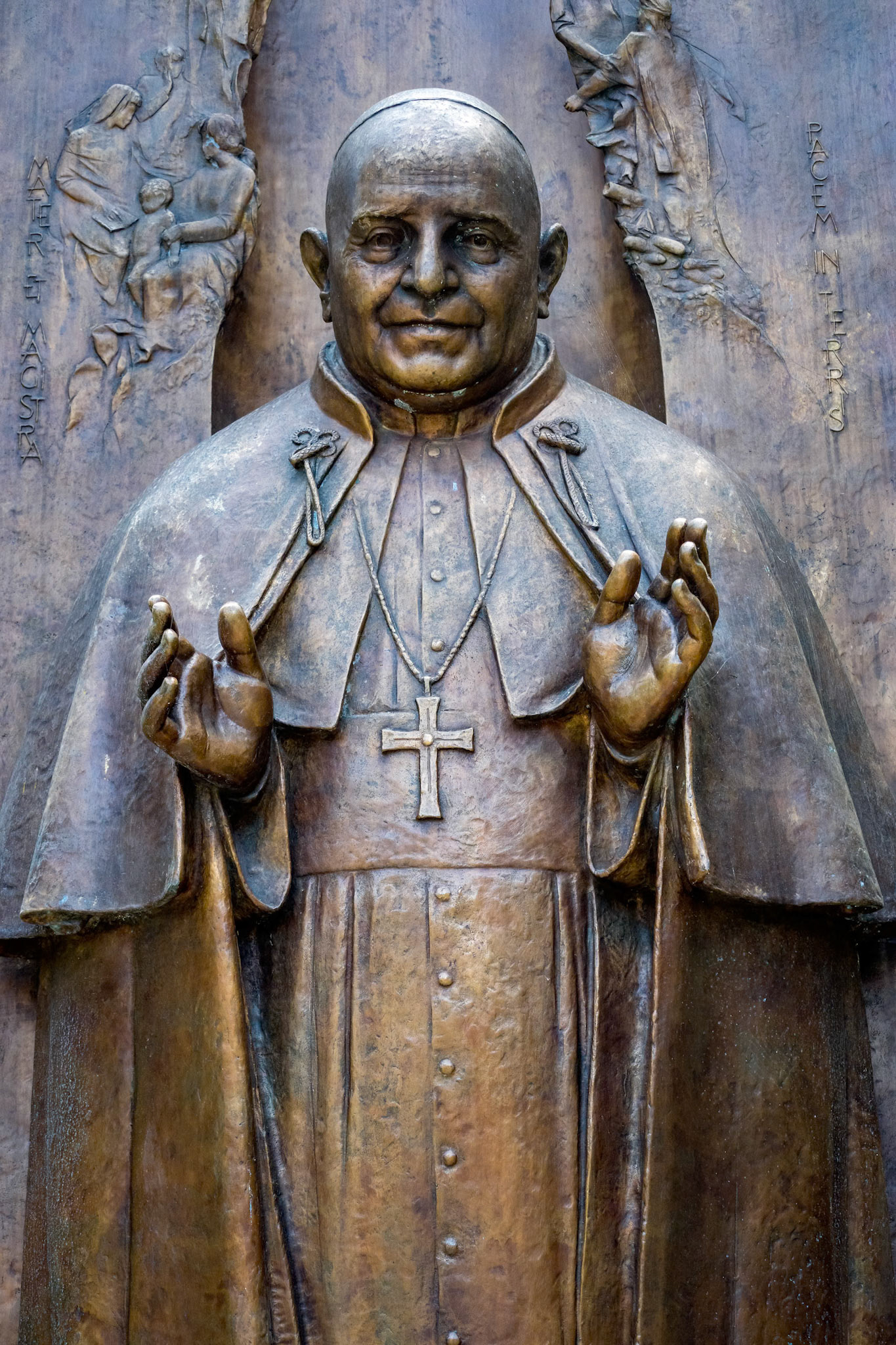 SAN PELLEGRINO, LOMBARDY/ITALY - OCTOBER 5 : Statue of St Giovanni XXIII in San Pellegrino Lombardy Italy on October 5, 2019