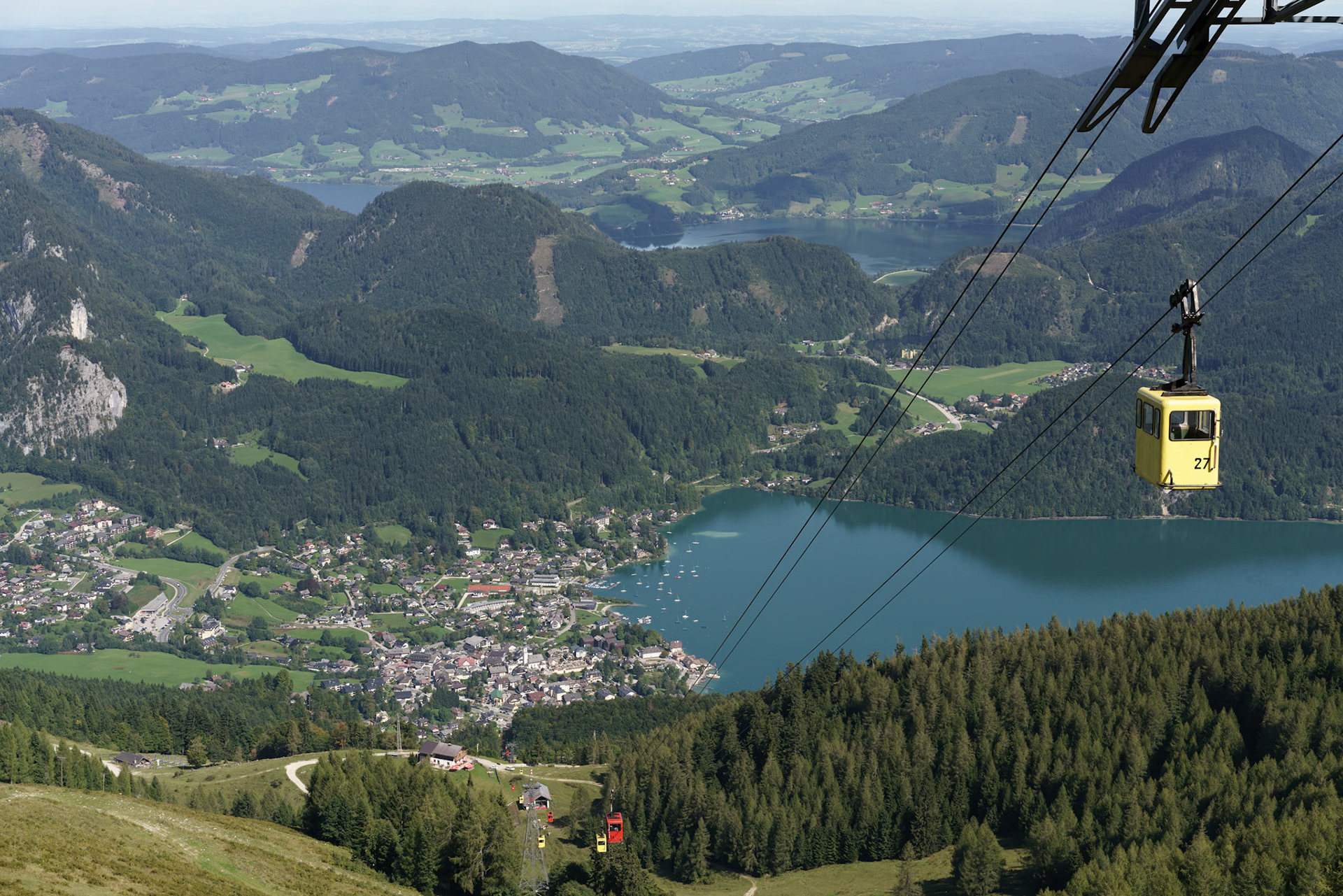 Zwolferhorn Mountain Cable Car Running down to St Gilgen