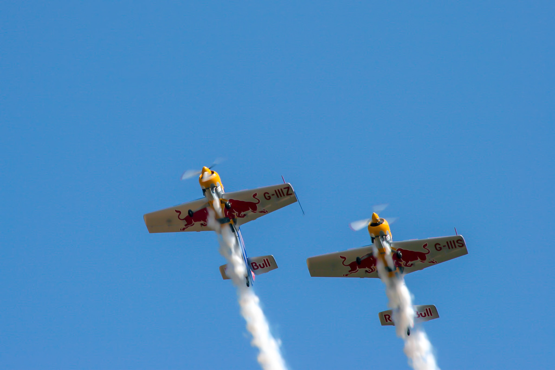 Red Bull Stunt Planes at the Shoreham Airshow Making Smoke