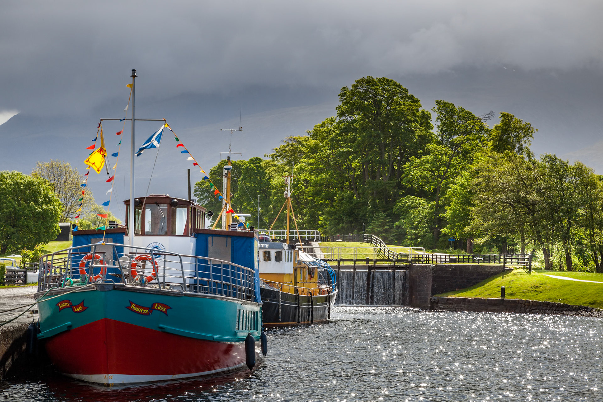 Souters Lass moored in the Caledonian Canal at Corpach