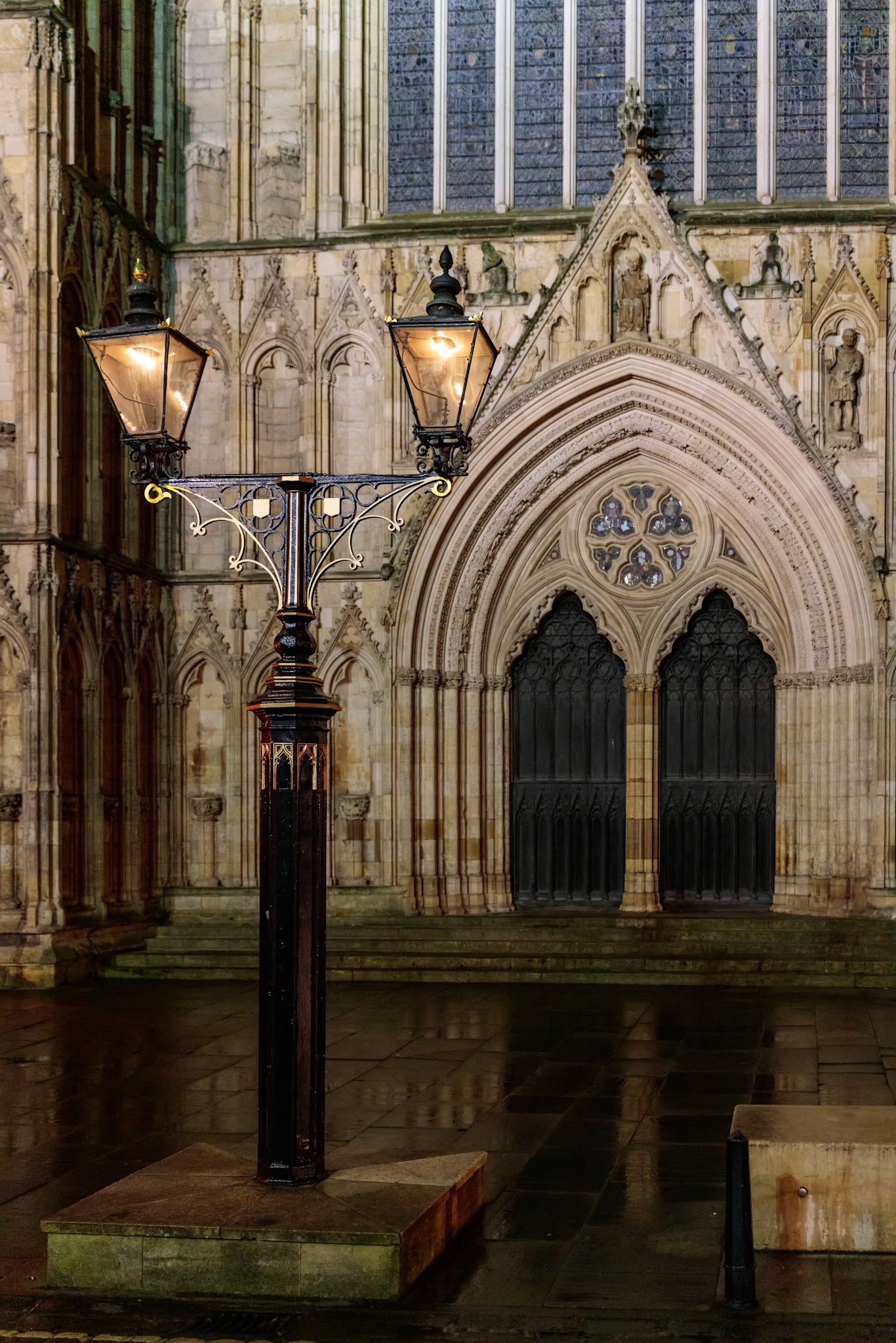 YORK, NORTH YORKSHIRE/UK - FEBRUARY 19 : View of York Minster at night in York, North Yorkshire on February 19, 2020