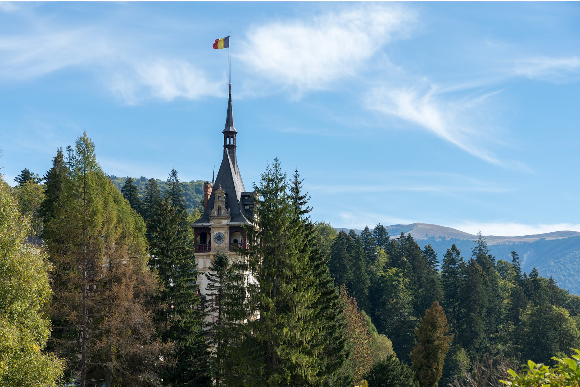 SINAIA, WALLACHIA/ROMANIA - SEPTEMBER 21 : Exterior view of Peles Castle in Sinaia Wallachia Romania on September 21, 2018