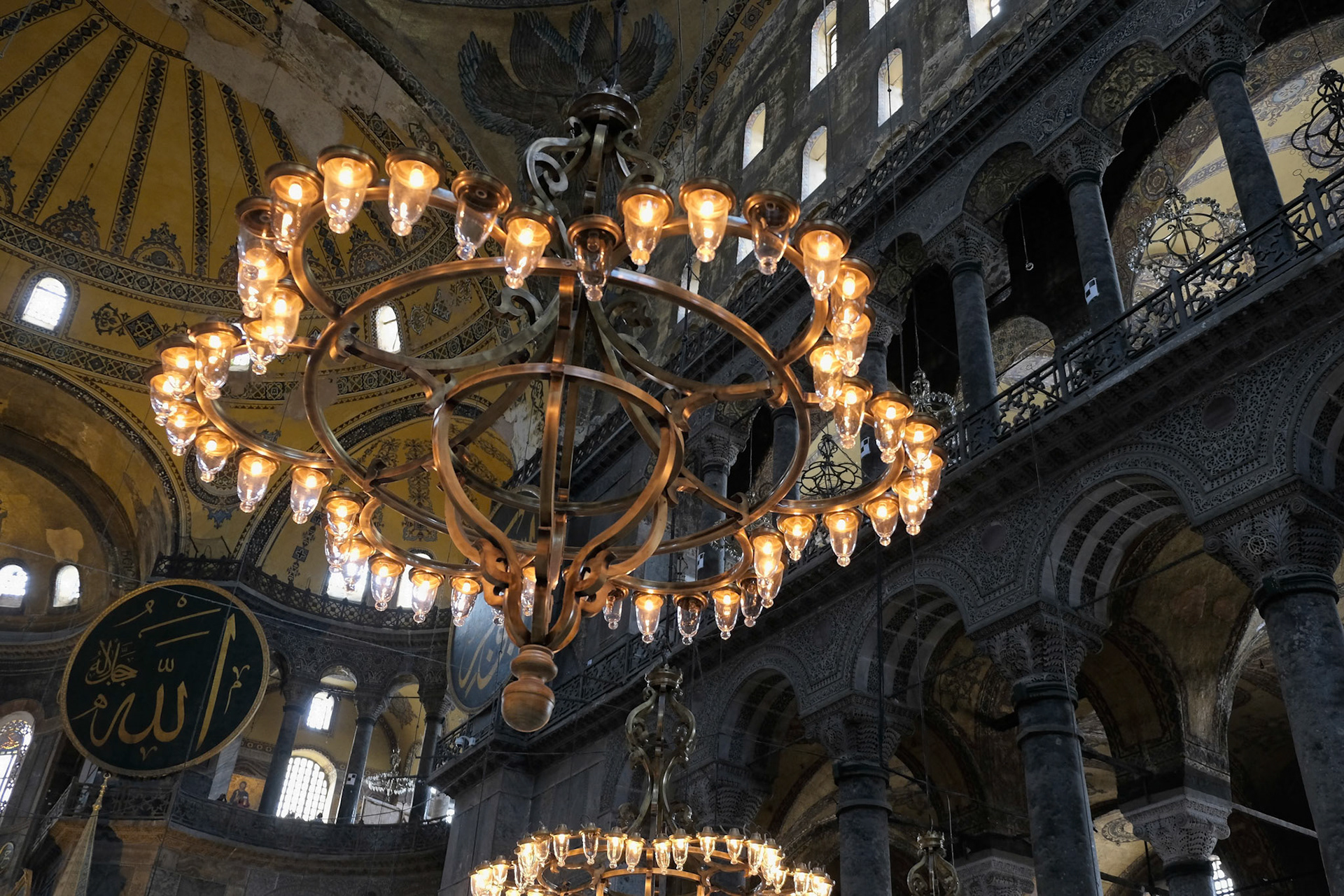 ISTANBUL, TURKEY - MAY 26 : Interior view of the Hagia Sophia Museum in Istanbul Turkey on May 26, 2018