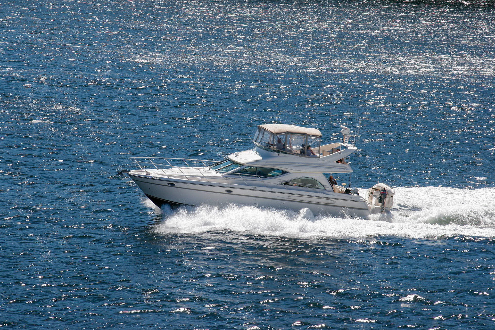 A Motorboat Rapidly Cruising the Straits between Victoria and Vancouver