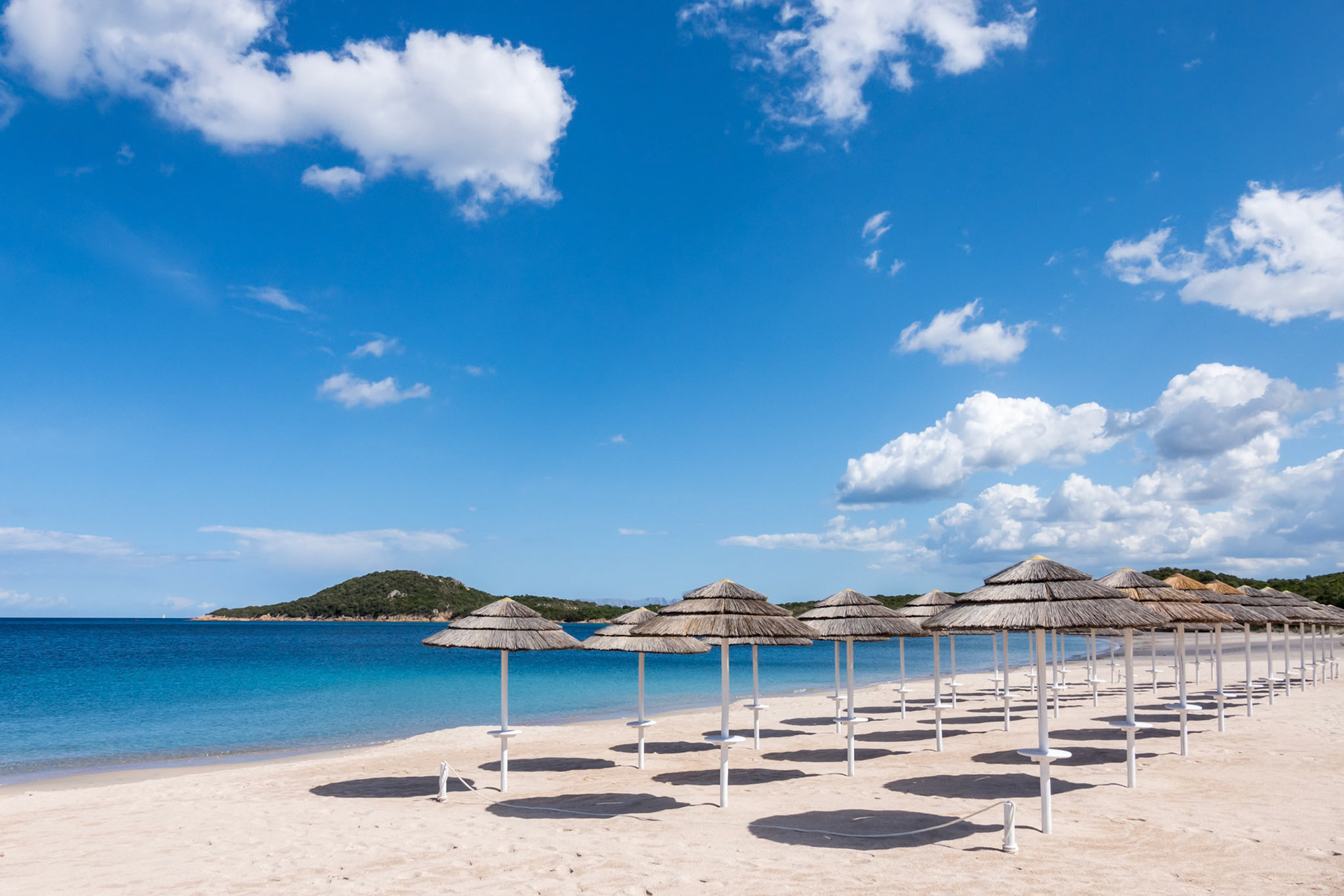Parasols at Liscia Ruja Beach in Sardinia