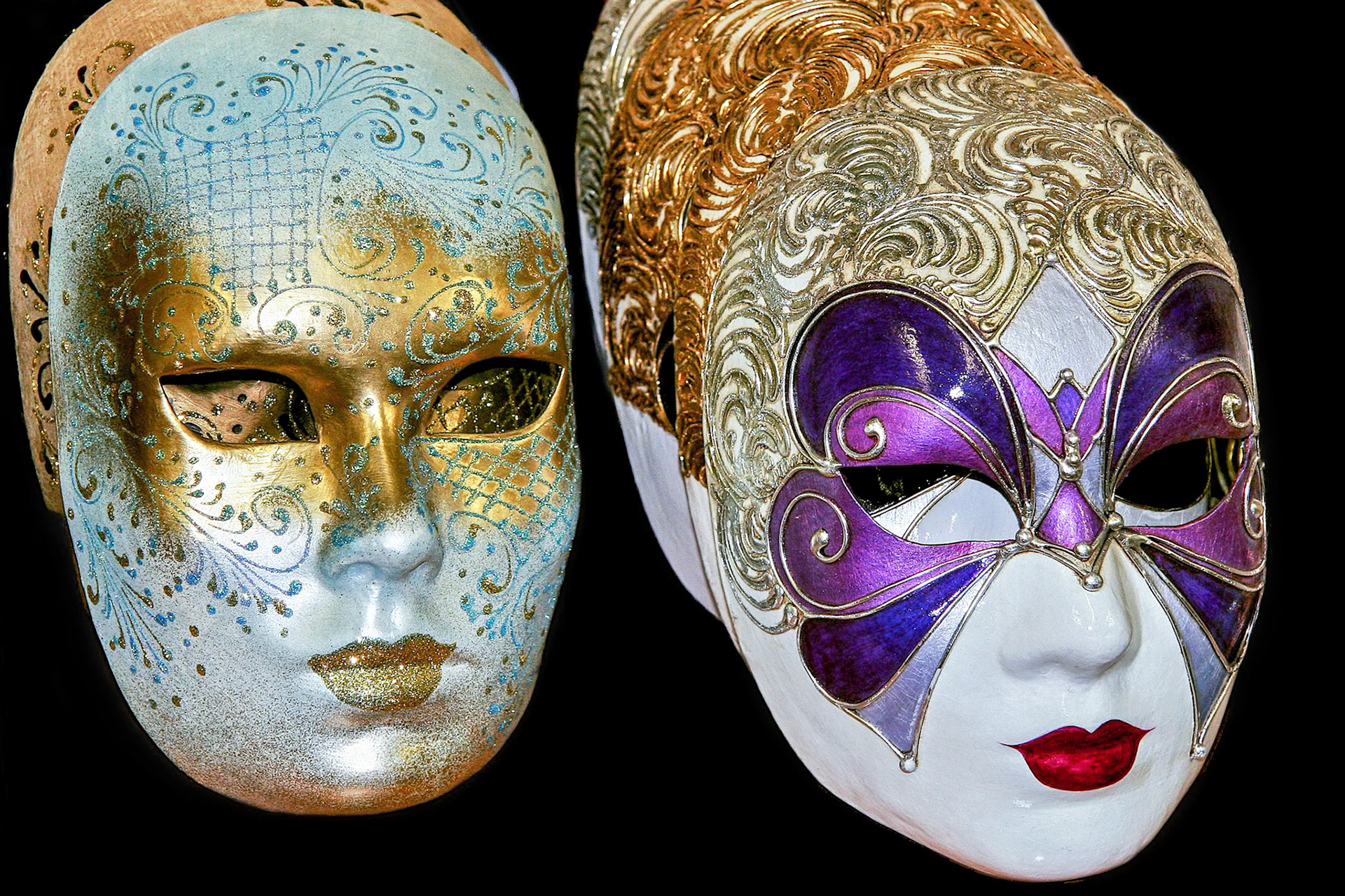 Venetian Masks on Display in a Shop in Venice