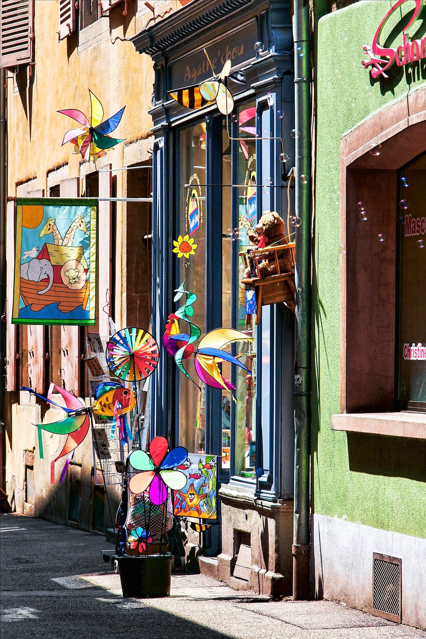 Unusual Shop in Strasbourg Selling Pinwheels and Wind Mobiles